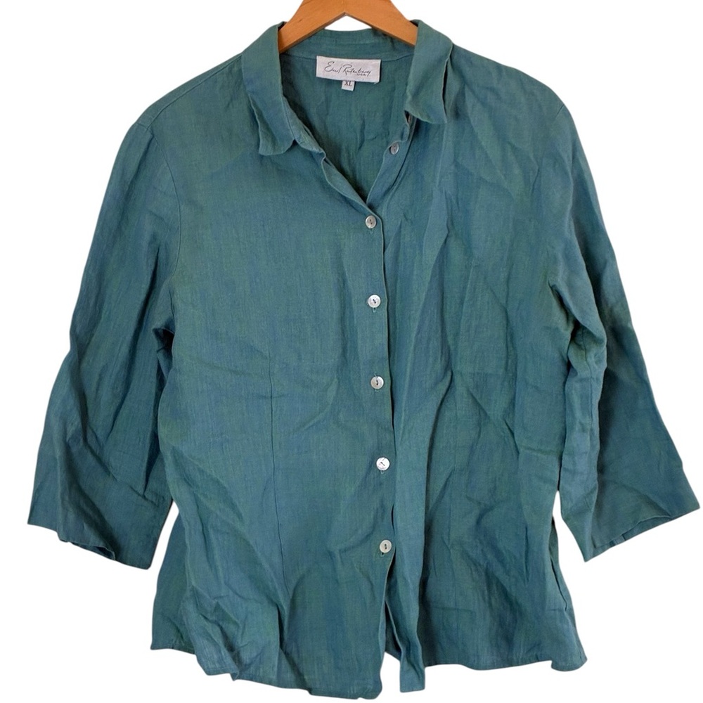Teal Button-Down Linen Shirt
